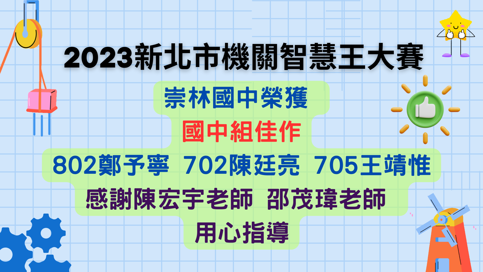 機關智慧王大賽，崇林榮獲佳績